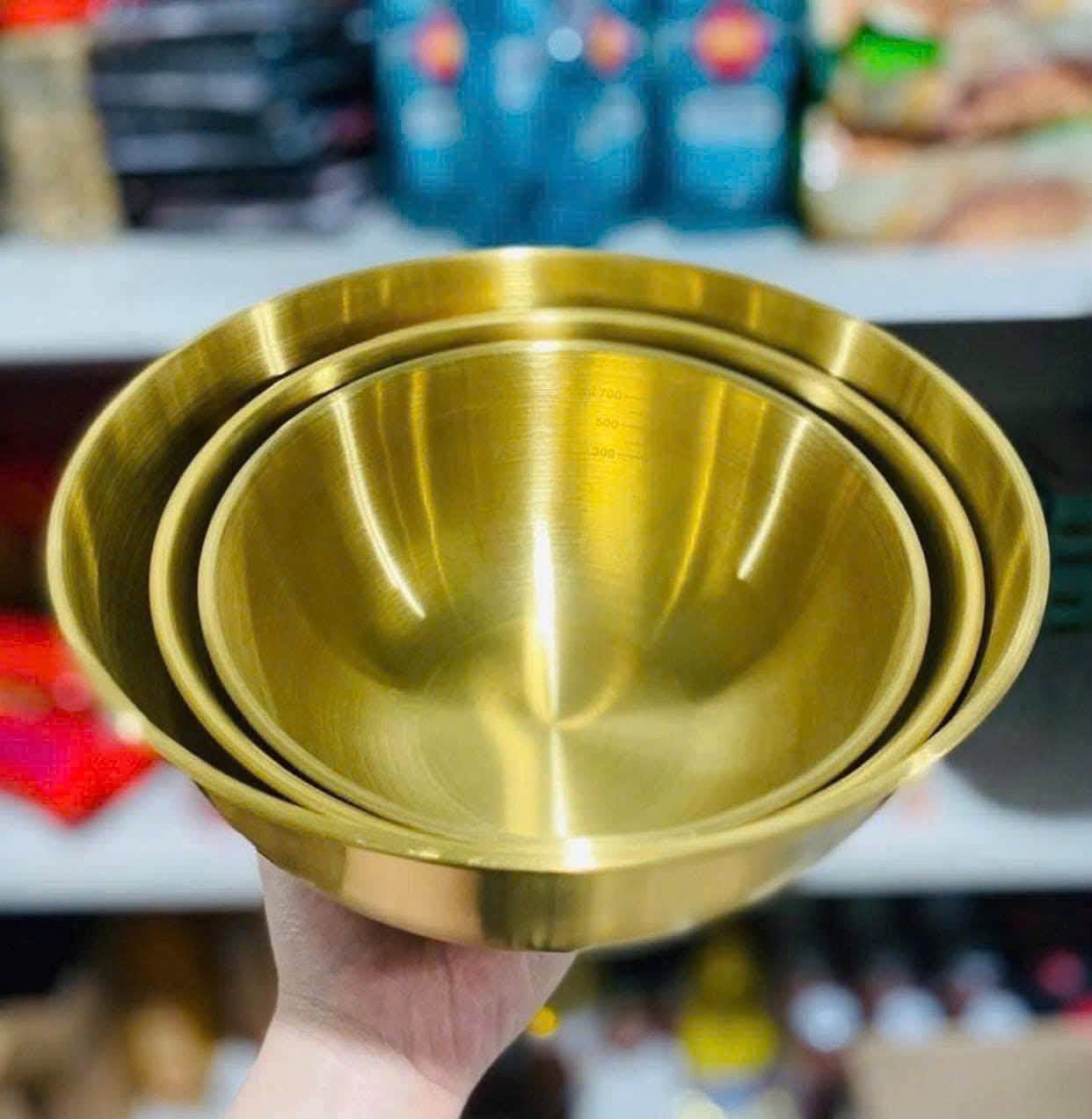 Bộ 3 Bát Vàng Chia Vạch 310g Inox Cao Cấp