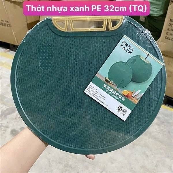 Thớt Nhựa Xanh PE 32cm Có Quai Xách