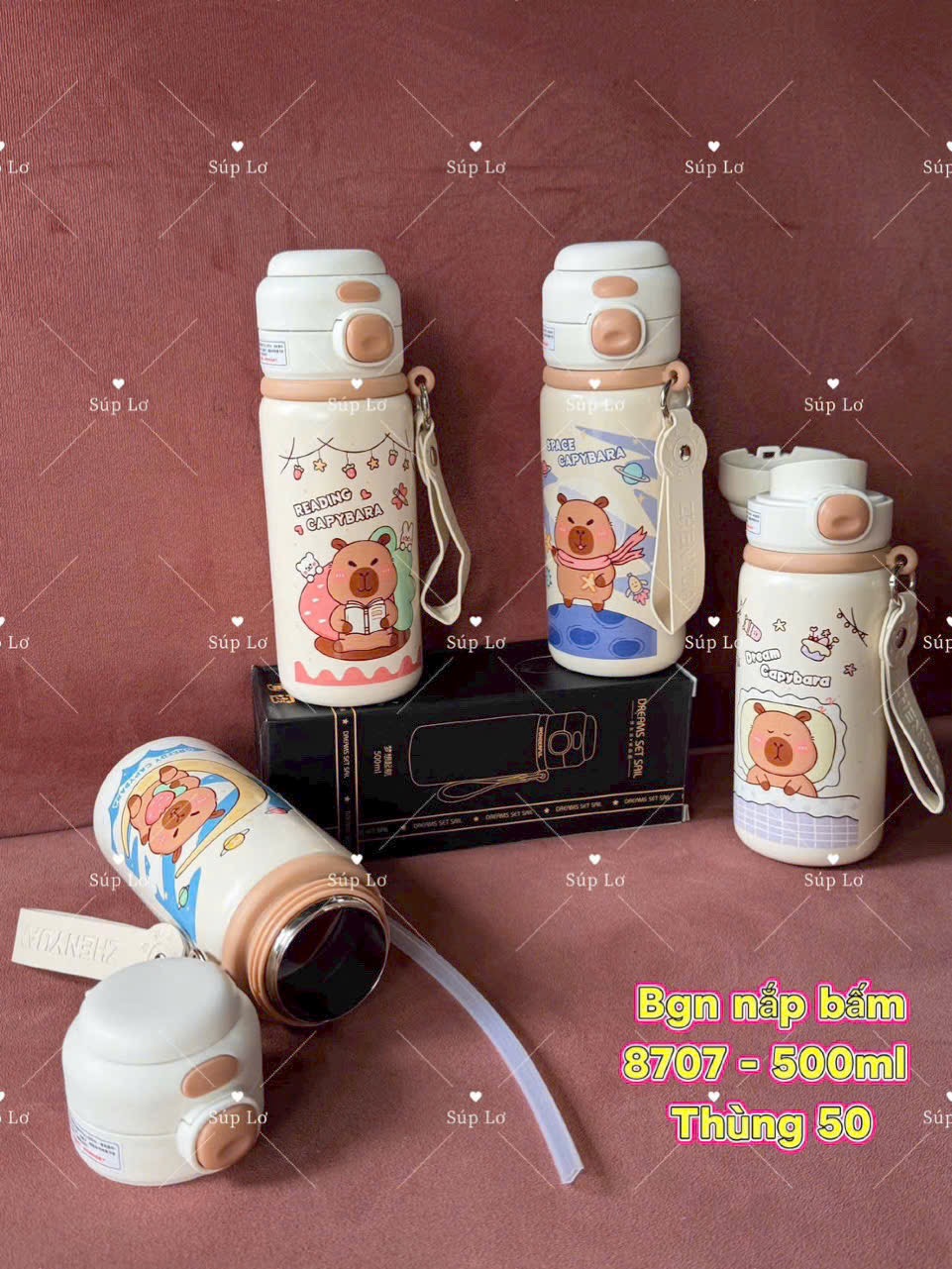 Bình Giữ Nhiệt Hình Capybara Nắp Bấm 8707 - 500ml