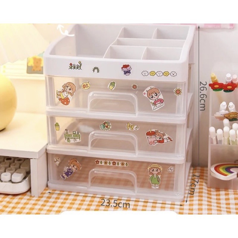 Kệ Mỹ Phẩm 4 Tầng 3 Ngăn Kéo Đa Năng