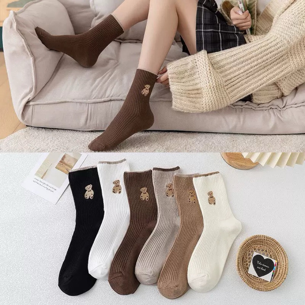 Combo 10 Đôi Tất Gấu Cổ Trung Hàn Quốc