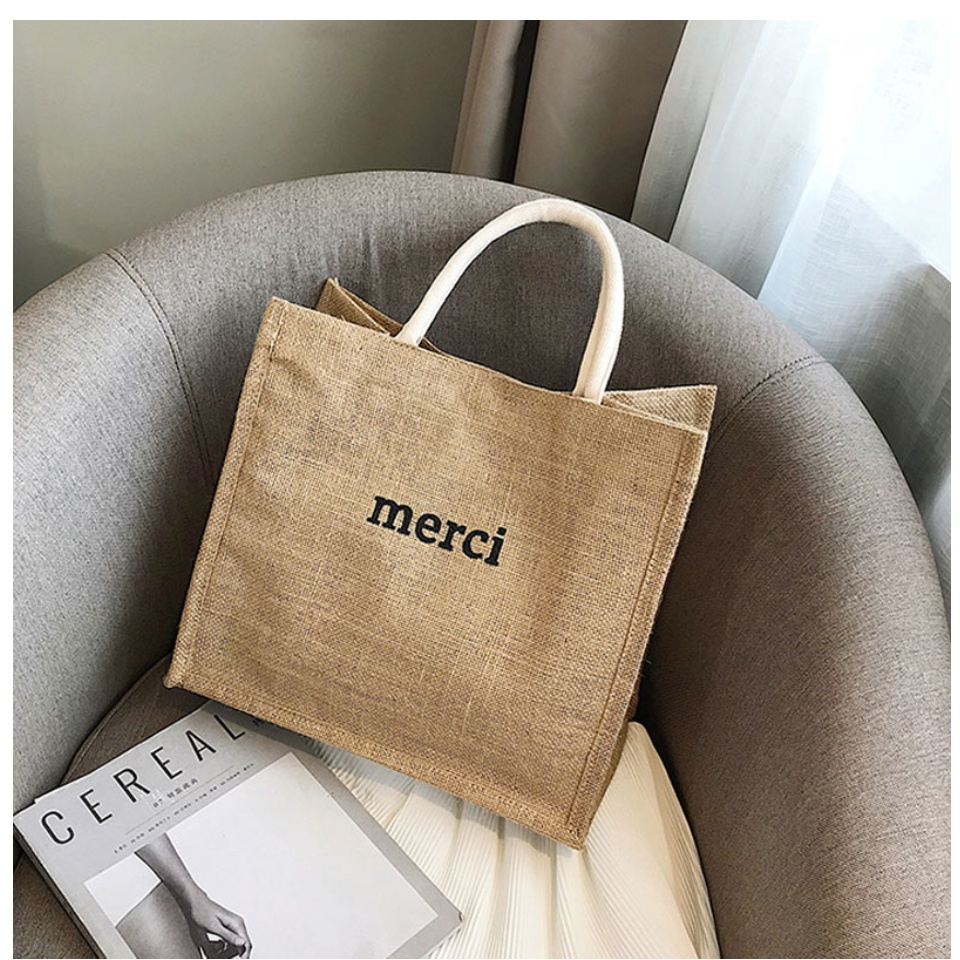 Túi Xách Vải Đay Merci Thời Trang Phong Cách Retro