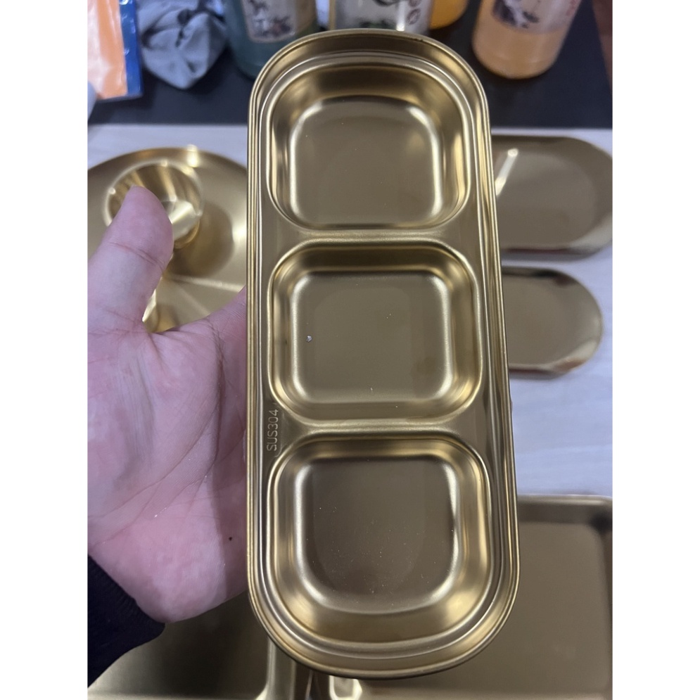 Khay 3 Ngăn Texa Màu Vàng Inox Cao Cấp