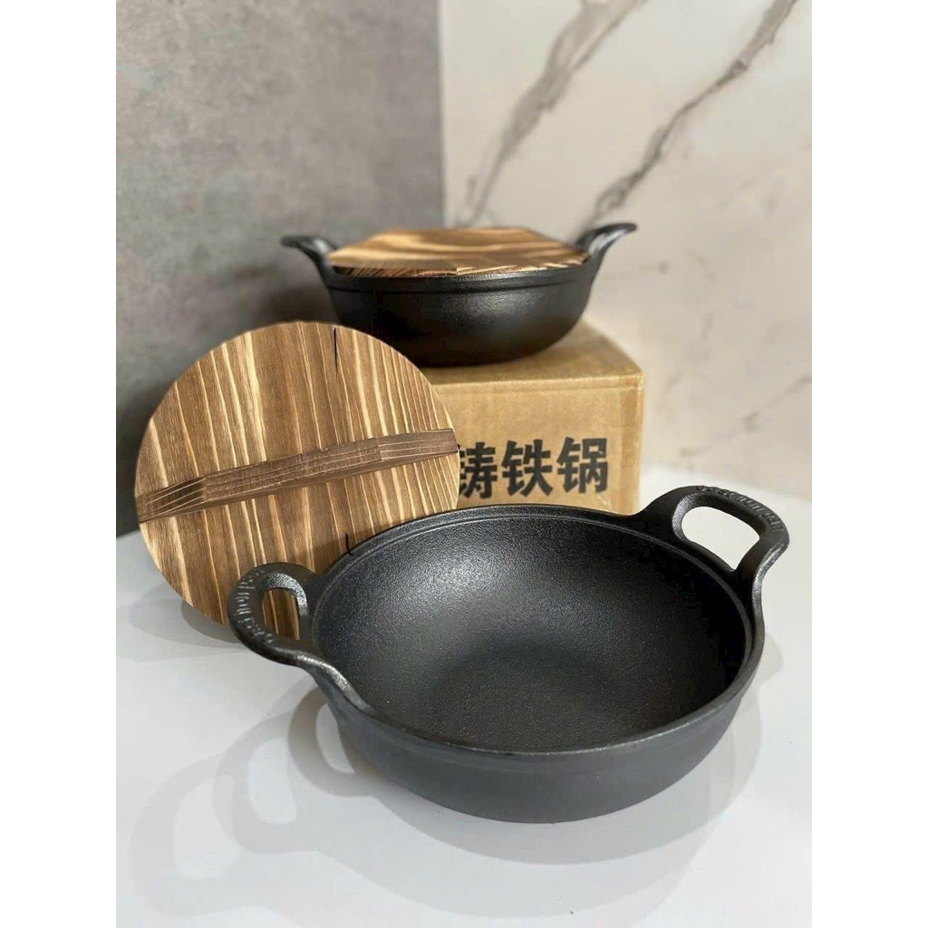 Nồi Gang Nắp Gỗ 20cm Cao Cấp
