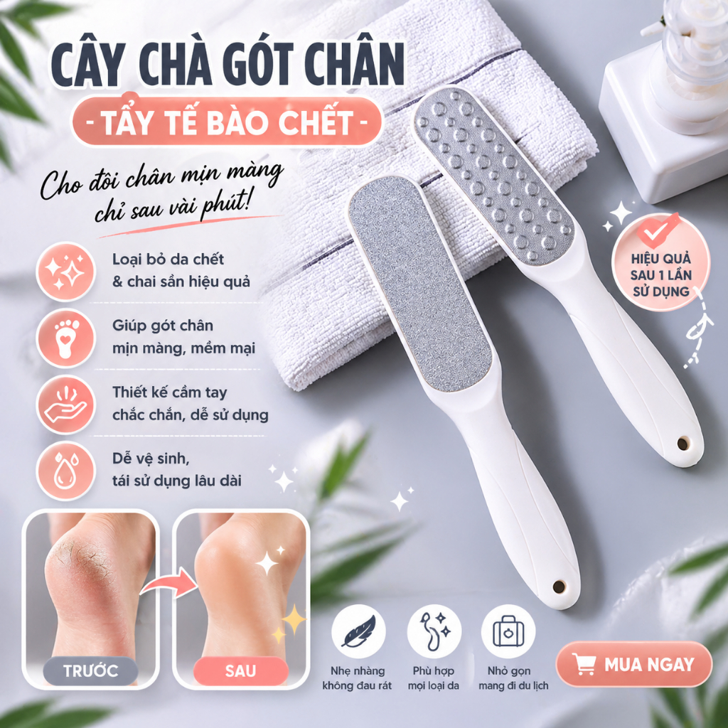Dụng Cụ Chà Gót Chân Bằng Thép 2 Mặt Cao Cấp