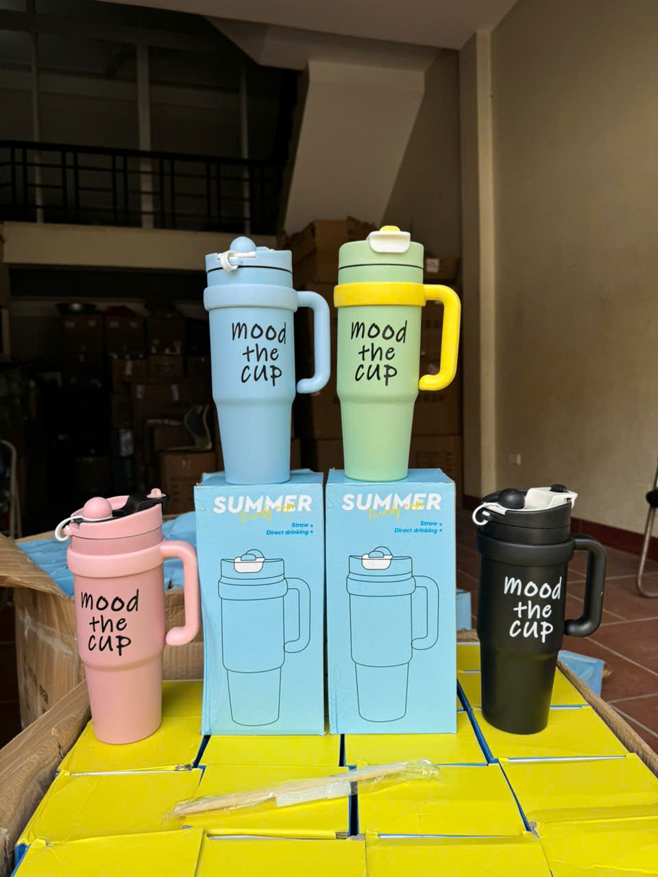 Bình Giữ Nhiệt Inox "Mood The Cup" Kèm Quai Cầm