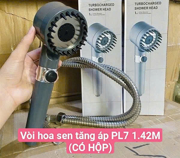 Vòi Hoa Sen Tăng Áp PL7 Dây 1.42M Kèm Hộp Cao Cấp