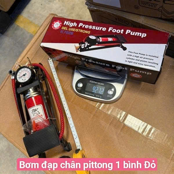 Bơm Đạp Chân Piston 1 Bình Đỏ Áp Lực Cao