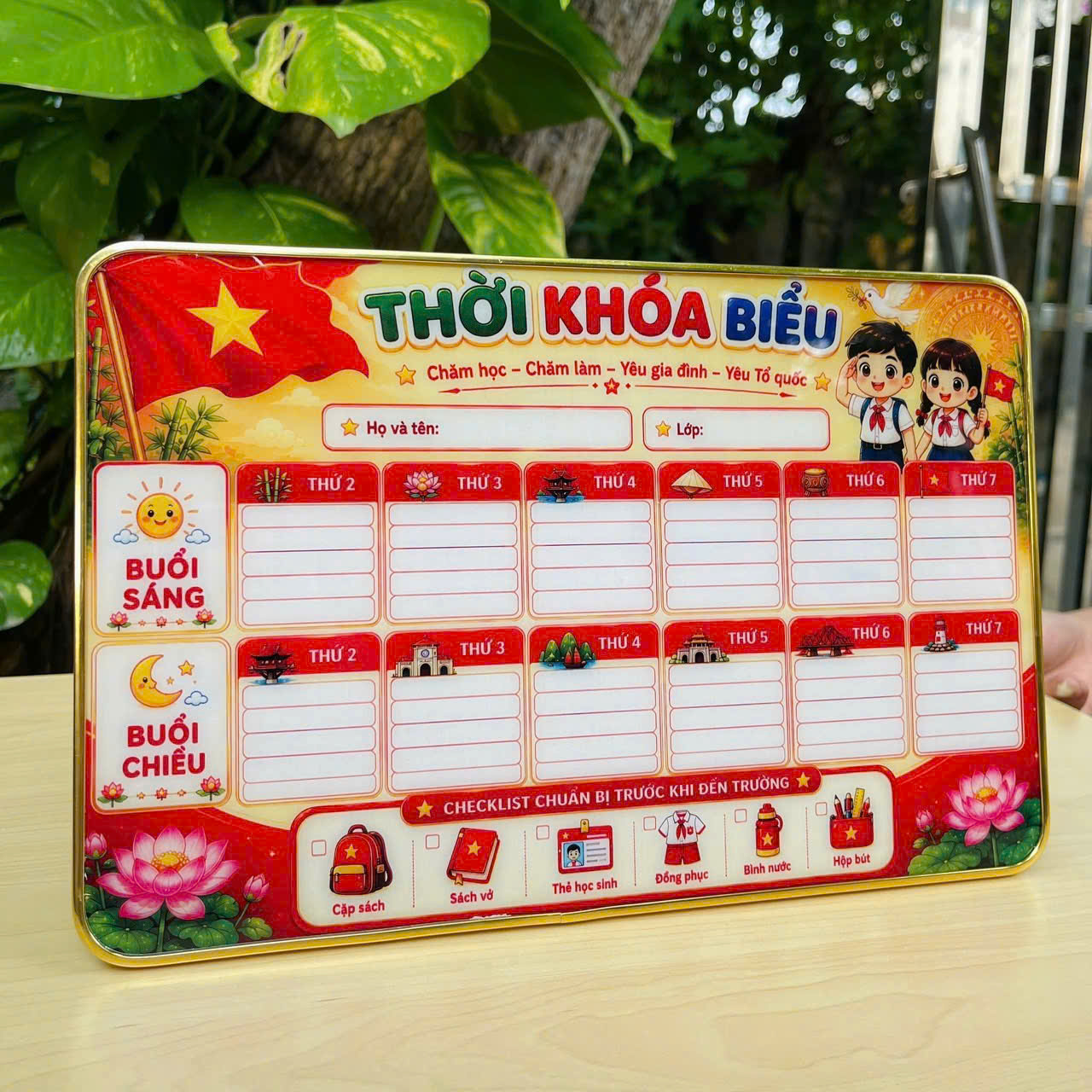 Bảng Ghi Thời Khóa Biểu Kèm Checklist Đi Học Thông Minh