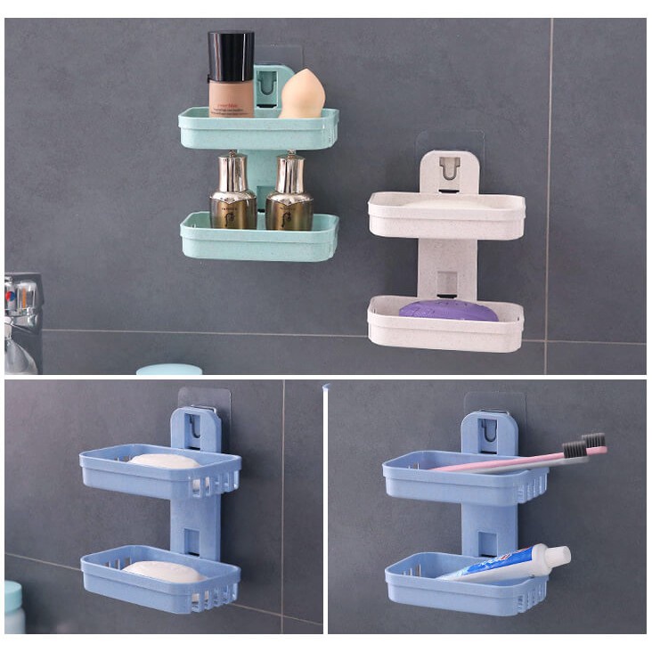 Kệ Dán Tường Khay 2 Tầng Muci Đựng Xà Phòng Đa Năng